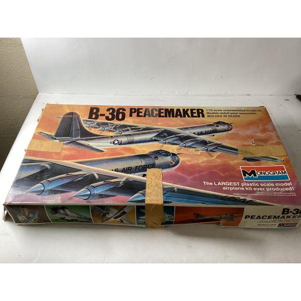 Monogram B-36 Peacemaker - 1/72 Scale, Unassembled Kit, Molded in Silver