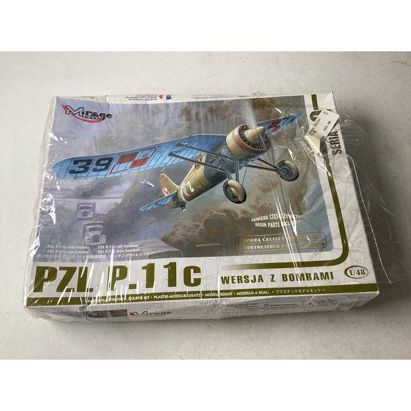 Mirage Hobby PZL P.11c, 1/48 Scale, with Bombs, Plastic Model Kit